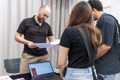 Language Centre staff advising students at the Study Abroad Fair.